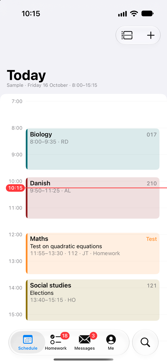 Tidslinje: dagen på en timeskala